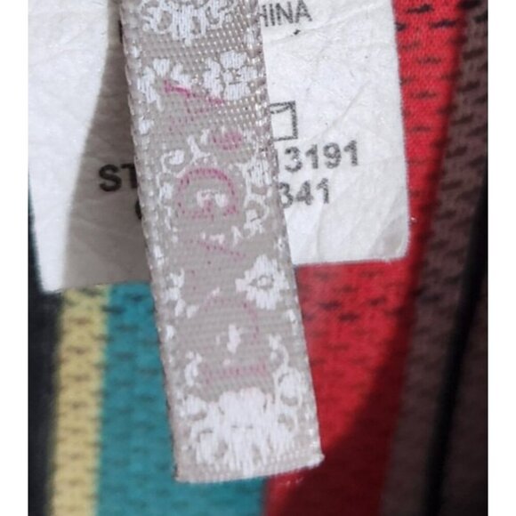 Agaci Plaid Ruffle Blouse Womens Small Multicolor Sheer Button Top Boho Style S - Picture 2 of 11